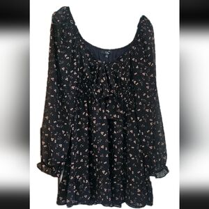 Lulu's Black Floral Mini Dress